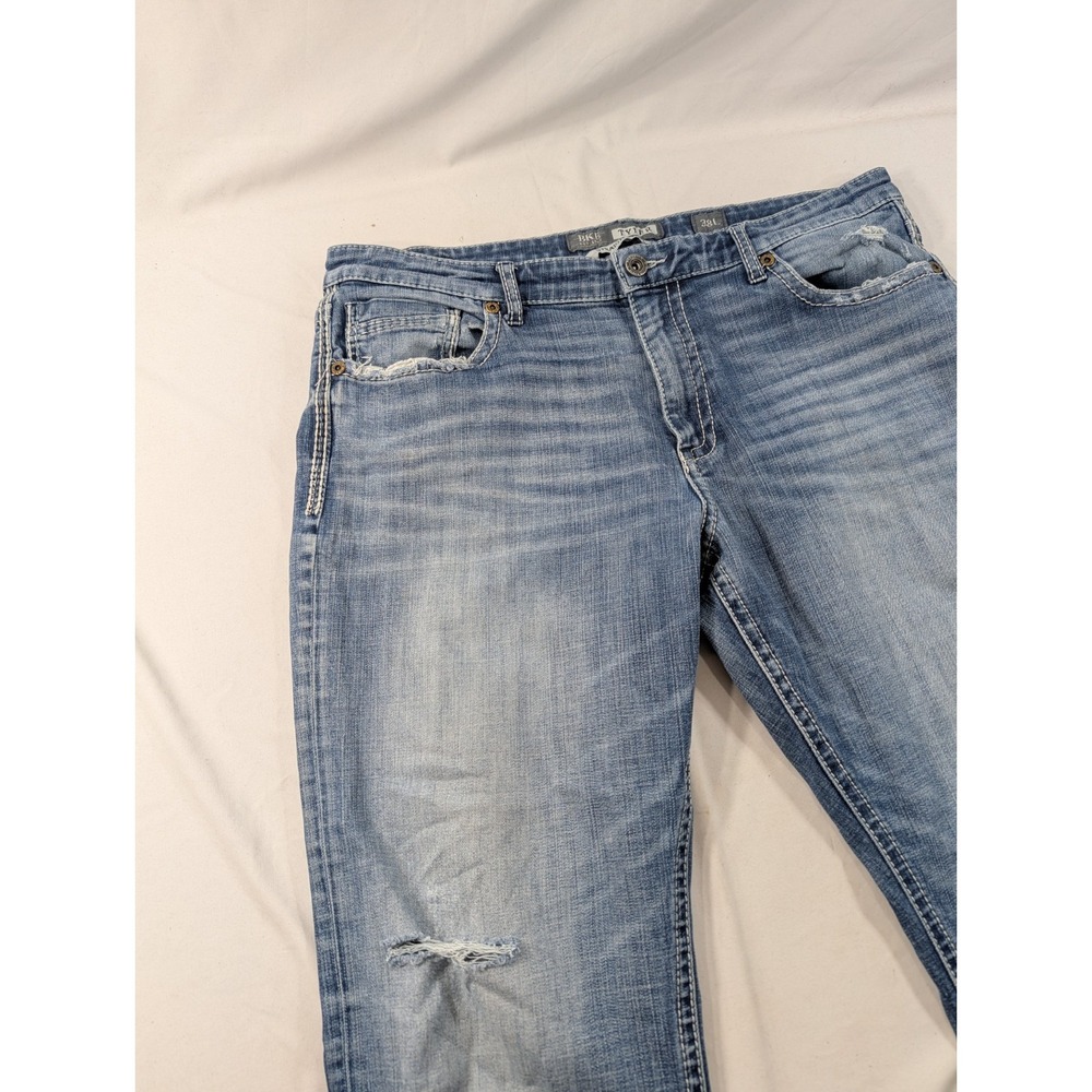 BKE Tyler 38L Light Washer Distressed Stretch Jeans Thick Stitch 38X34